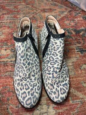 Naot Nefasi Ankle Boots in Cheetah Suede and Jet Black Leather